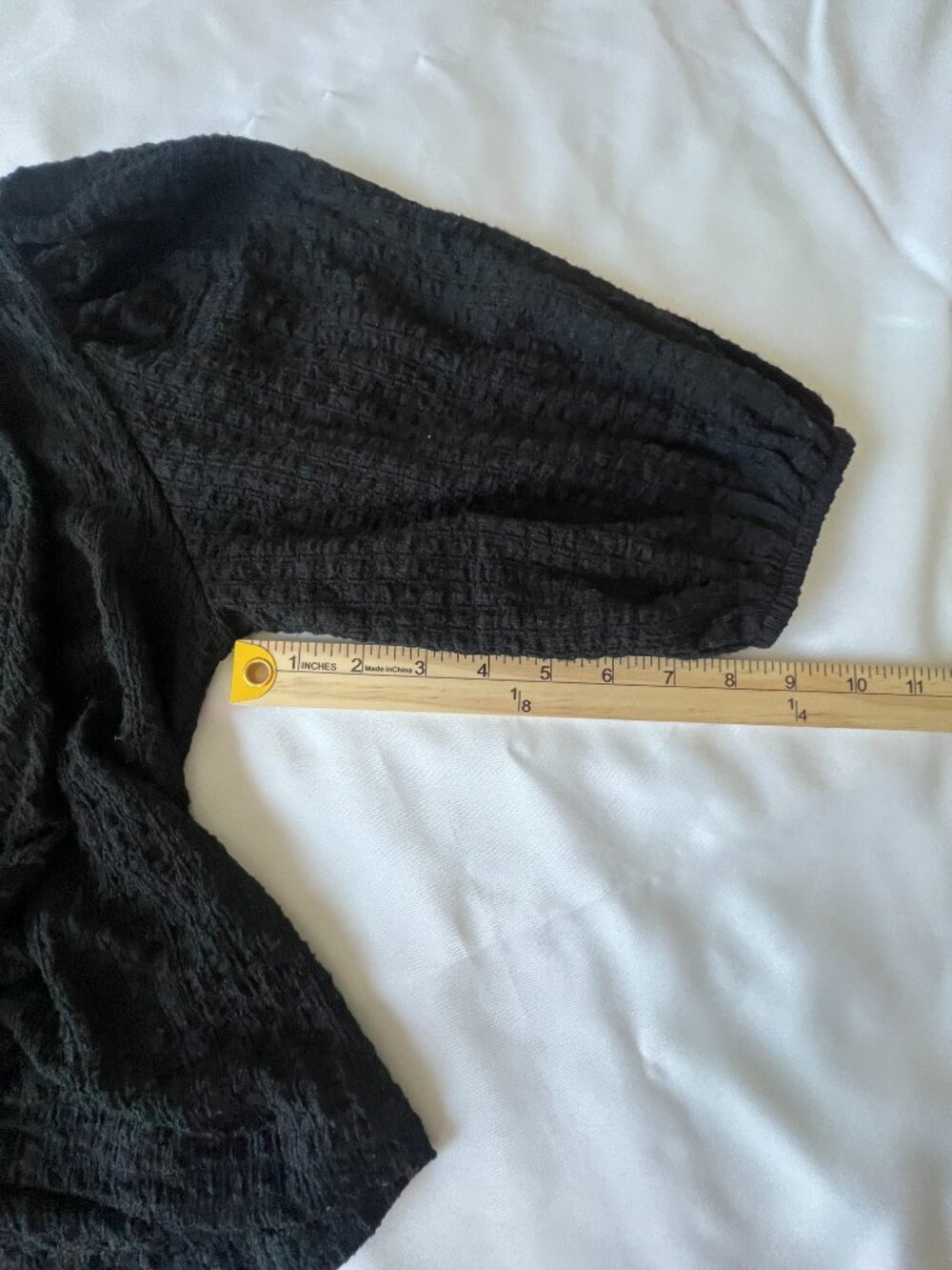 Boho Peasant Francesca's Mi Ami Black Top Size XS 3/4 Sleeve Front Tie NWT - Picture 12 of 15